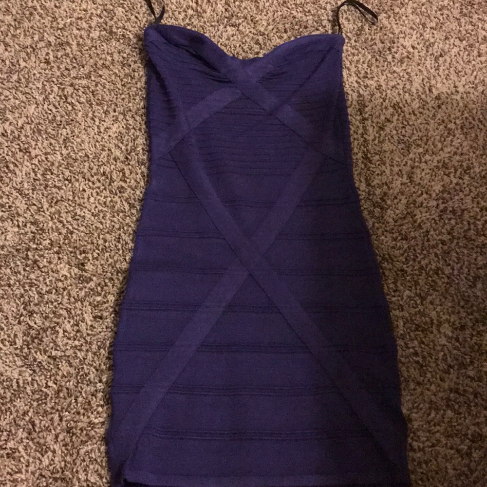 Purple Bebe bandage dress with sweetheart top